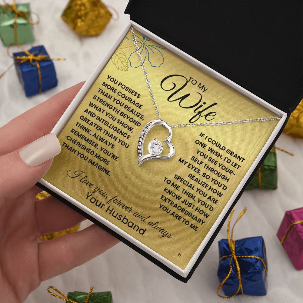 Wife-Your courage and strength-Personalized this dazzling Forever Love Necklace is sure to make her heart melt! 8