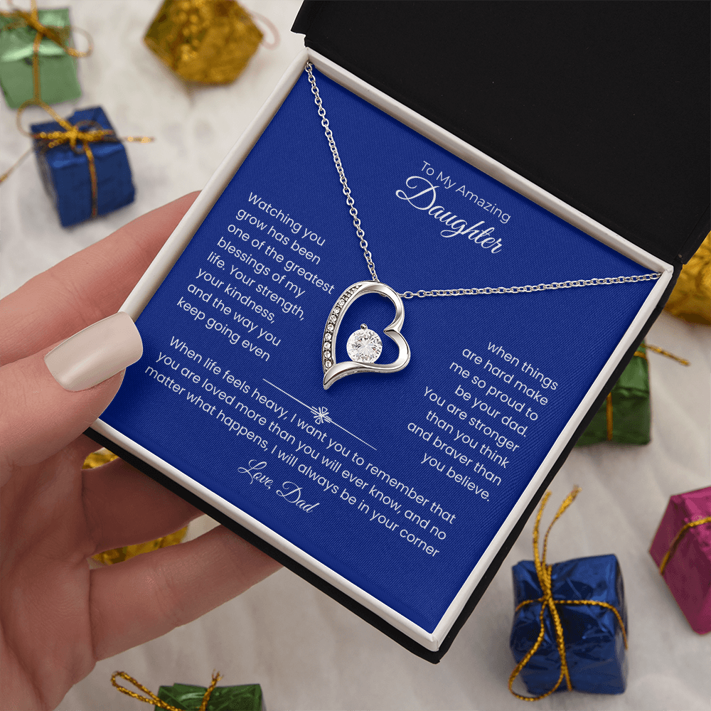 Daughter Gift – Forever Love Necklace – Add Your Custom “From” Title (134)