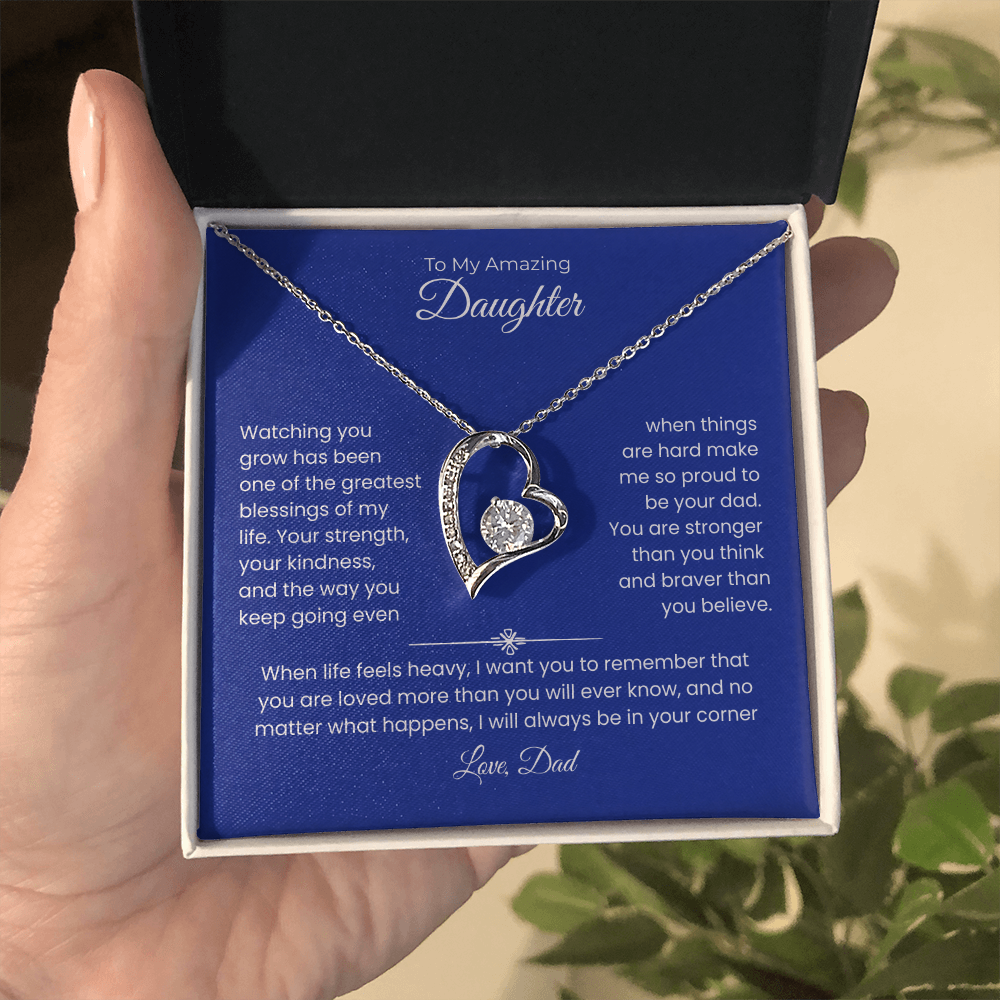 Daughter Gift – Forever Love Necklace – Add Your Custom “From” Title (134)