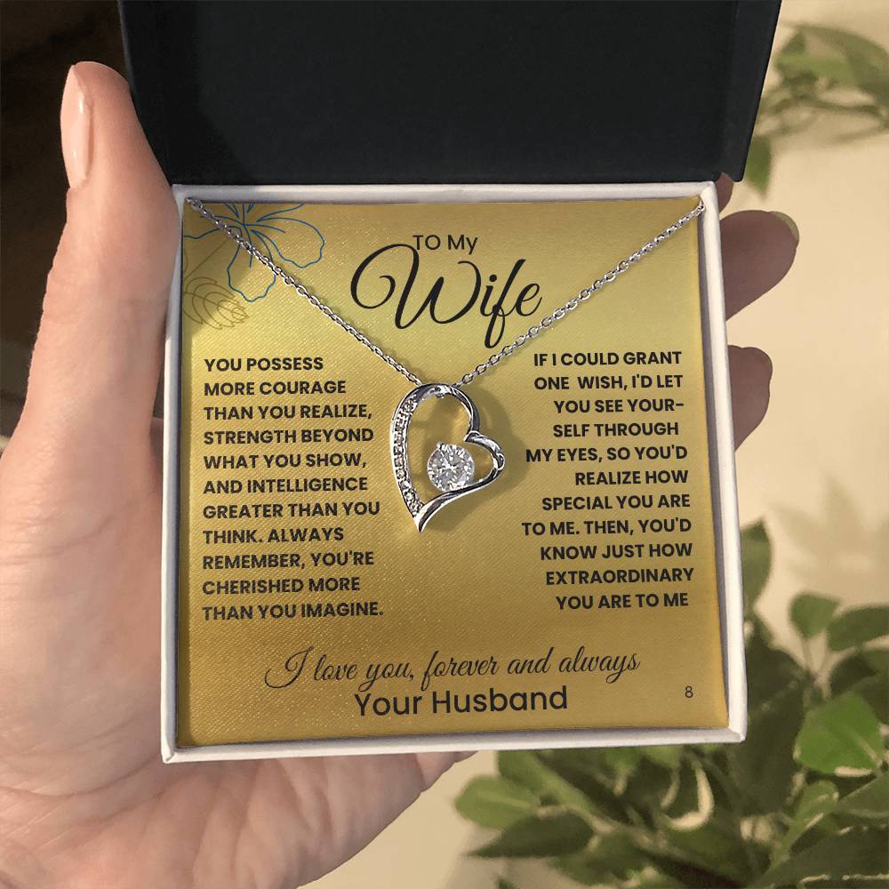 Wife-Your courage and strength-Personalized this dazzling Forever Love Necklace is sure to make her heart melt! 8