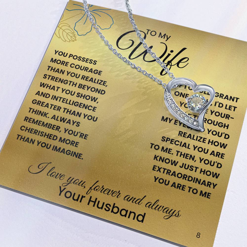 Wife-Your courage and strength-Personalized this dazzling Forever Love Necklace is sure to make her heart melt! 8