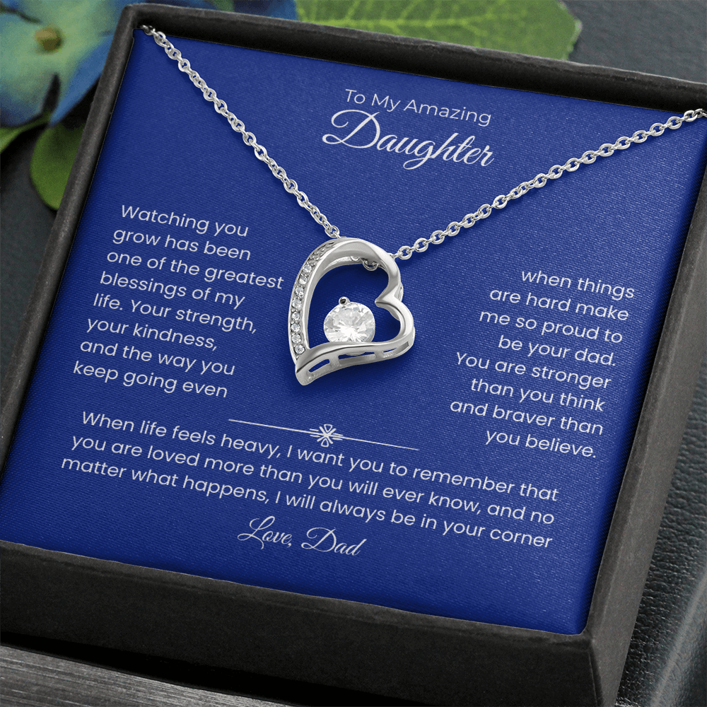 Daughter Gift – Forever Love Necklace – Add Your Custom “From” Title (134)