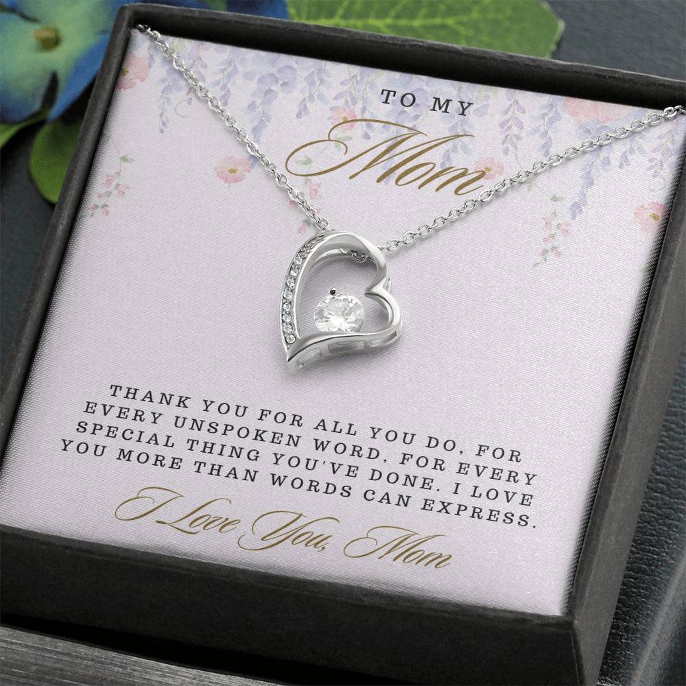 Mom- For all you do -Forever Love Necklace - Essential Home Zone Essential Home Zone 14k White Gold Finish / Standard Box Jewelry Mom- For all you do -Forever Love Necklace