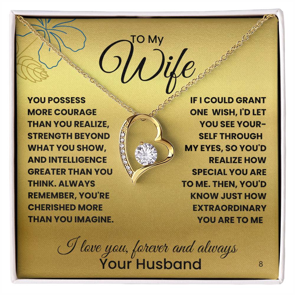 Wife-Your courage and strength-Personalized this dazzling Forever Love Necklace is sure to make her heart melt! 8