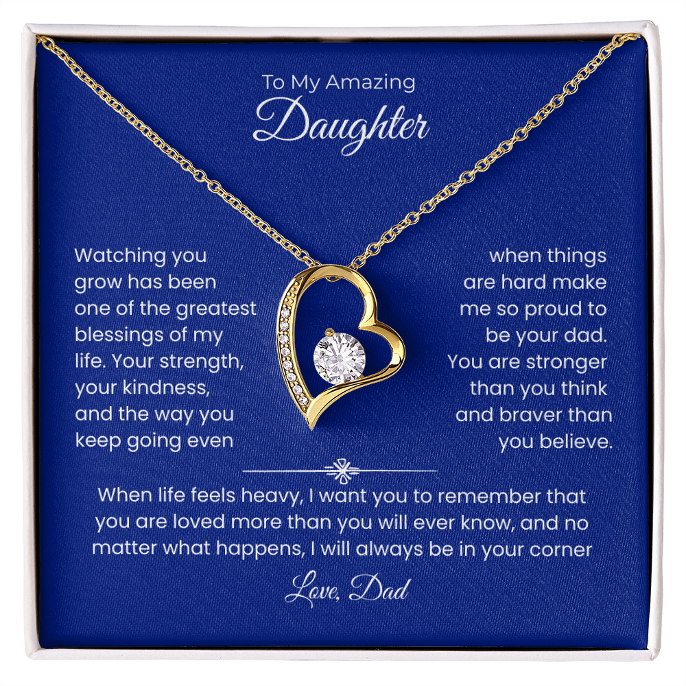 Daughter Gift – Forever Love Necklace – Add Your Custom “From” Title (134)