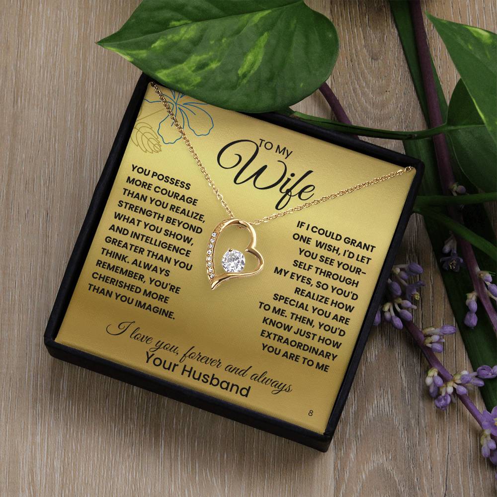 Wife-Your courage and strength-Personalized this dazzling Forever Love Necklace is sure to make her heart melt! 8