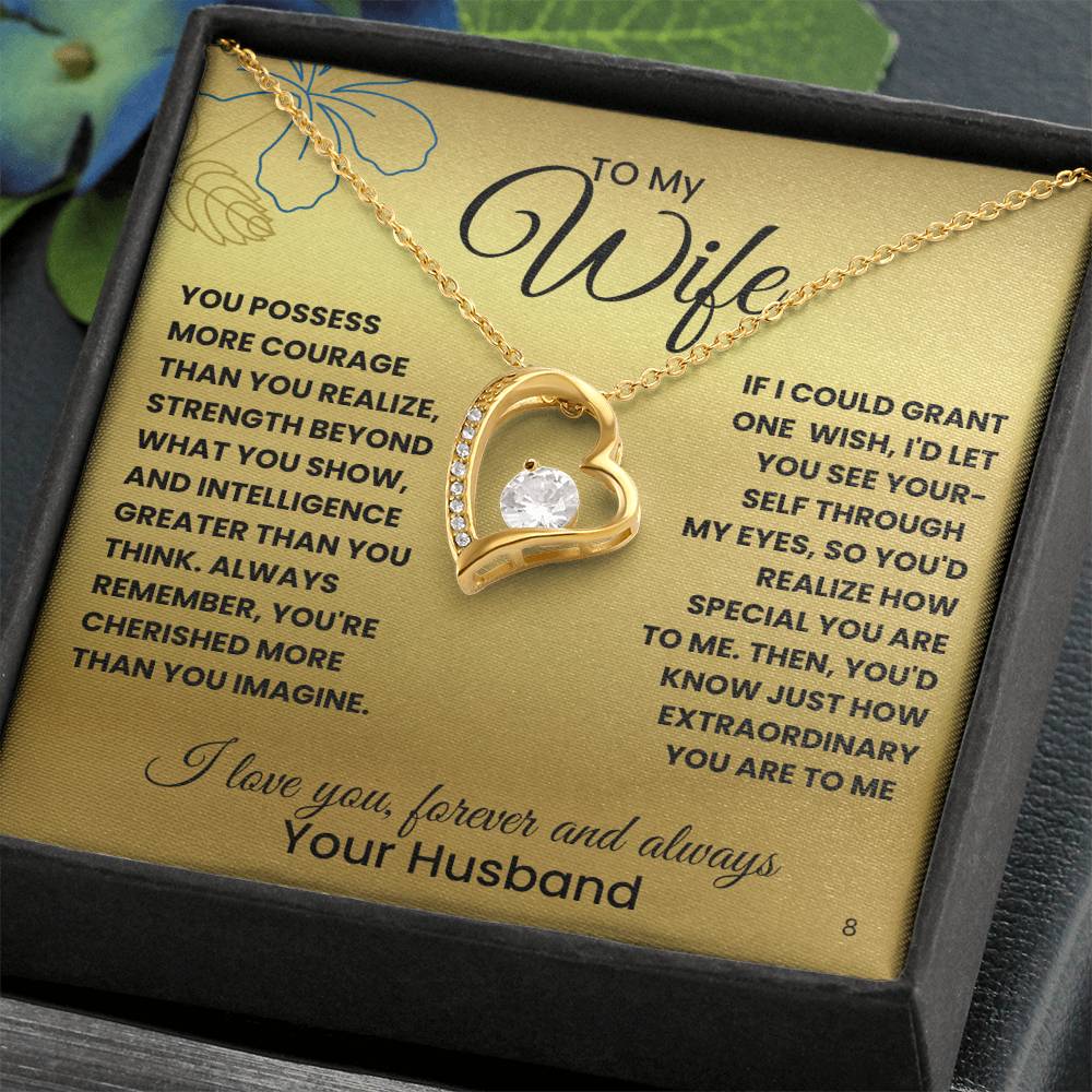 Wife-Your courage and strength-Personalized this dazzling Forever Love Necklace is sure to make her heart melt! 8