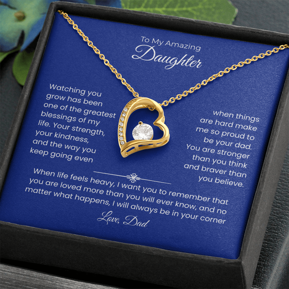 Daughter Gift – Forever Love Necklace – Add Your Custom “From” Title (134)