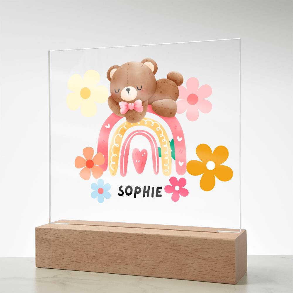 Rainbow Bear-Custom Printed Square Acrylic Plaque gift for grandchildren Acrylic Night Light LED Home Decor children gift LED Acrylic - Essential Home Zone Essential Home Zone Acrylic Plaque Rainbow Bear-Custom Printed Square Acrylic Plaque gift for grandchildren Acrylic Night Light LED Home Decor children gift LED Acrylic