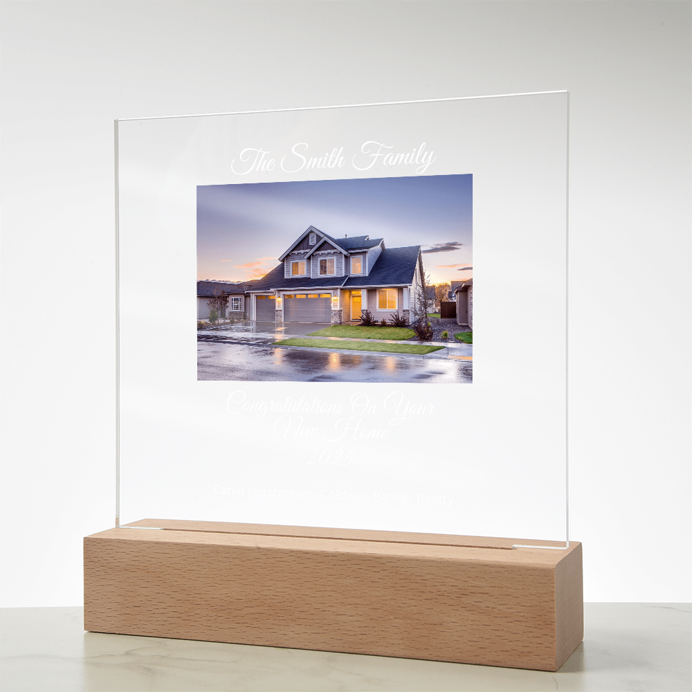 Realtor Brand-Customized Printed LED lighted Square Acrylic Plaque 82