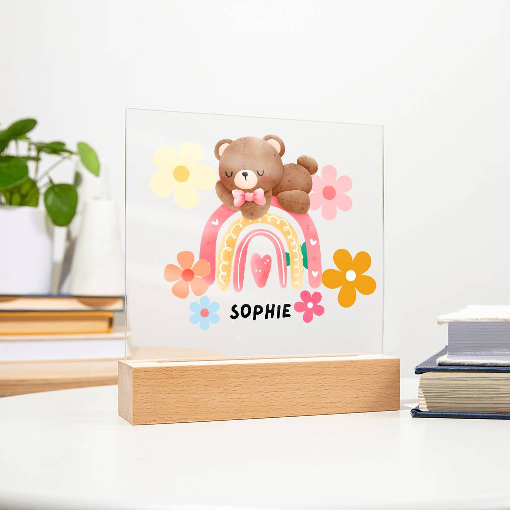 Rainbow Bear-Custom Printed Square Acrylic Plaque gift for grandchildren Acrylic Night Light LED Home Decor children gift LED Acrylic - Essential Home Zone Essential Home Zone Acrylic Plaque Rainbow Bear-Custom Printed Square Acrylic Plaque gift for grandchildren Acrylic Night Light LED Home Decor children gift LED Acrylic