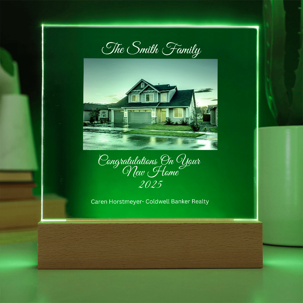 Realtor Brand-Customized Printed LED lighted Square Acrylic Plaque 82