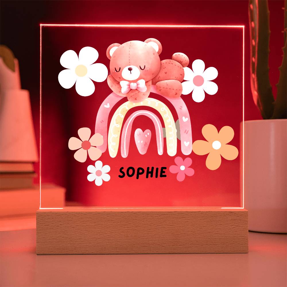 Rainbow Bear-Custom Printed Square Acrylic Plaque gift for grandchildren Acrylic Night Light LED Home Decor children gift LED Acrylic - Essential Home Zone Essential Home Zone Acrylic Plaque Rainbow Bear-Custom Printed Square Acrylic Plaque gift for grandchildren Acrylic Night Light LED Home Decor children gift LED Acrylic