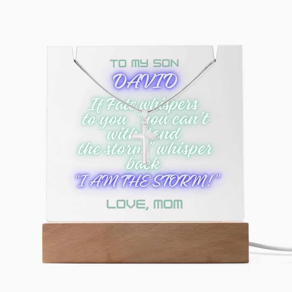 To My Son-I Am The Storm-An elegant 7 LED Light Acrylic Bundle,featuring a Square Acrylic and the beautiful Forever Love Necklace,Gift 228 - Essential Home Zone Essential Home Zone LED Corded Base Jewelry To My Son-I Am The Storm-An elegant 7 LED Light Acrylic Bundle,featuring a Square Acrylic and the beautiful Forever Love Necklace,Gift 228