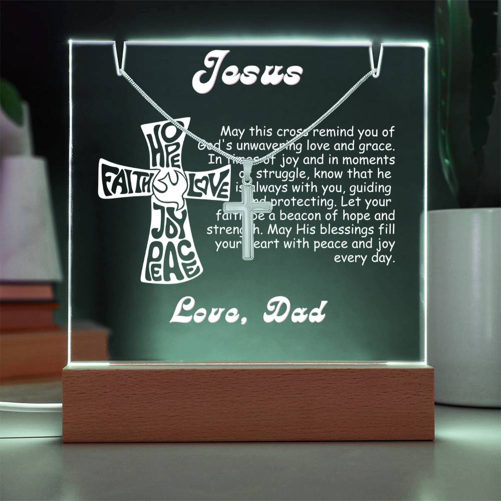 To My Son-Personalize this elegant 7 LED Light Acrylic Bundle,featuring a Square Acrylic and the beautiful Cross Necklace,gift for him 187 - Essential Home Zone Essential Home Zone Jewelry To My Son-Personalize this elegant 7 LED Light Acrylic Bundle,featuring a Square Acrylic and the beautiful Cross Necklace,gift for him 187