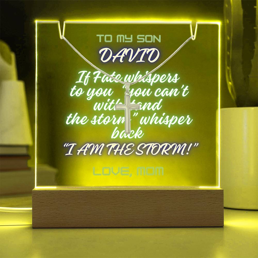 To My Son-I Am The Storm-An elegant 7 LED Light Acrylic Bundle,featuring a Square Acrylic and the beautiful Forever Love Necklace,Gift 228 - Essential Home Zone Essential Home Zone Jewelry To My Son-I Am The Storm-An elegant 7 LED Light Acrylic Bundle,featuring a Square Acrylic and the beautiful Forever Love Necklace,Gift 228