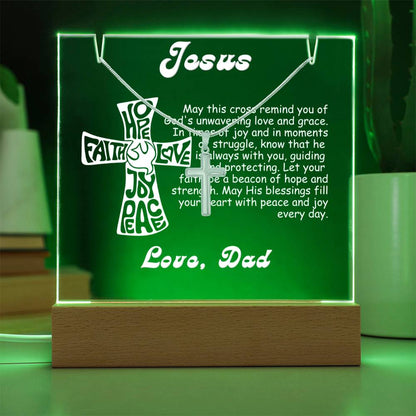 To My Son-Personalize this elegant 7 LED Light Acrylic Bundle,featuring a Square Acrylic and the beautiful Cross Necklace,gift for him 187 - Essential Home Zone Essential Home Zone Jewelry To My Son-Personalize this elegant 7 LED Light Acrylic Bundle,featuring a Square Acrylic and the beautiful Cross Necklace,gift for him 187