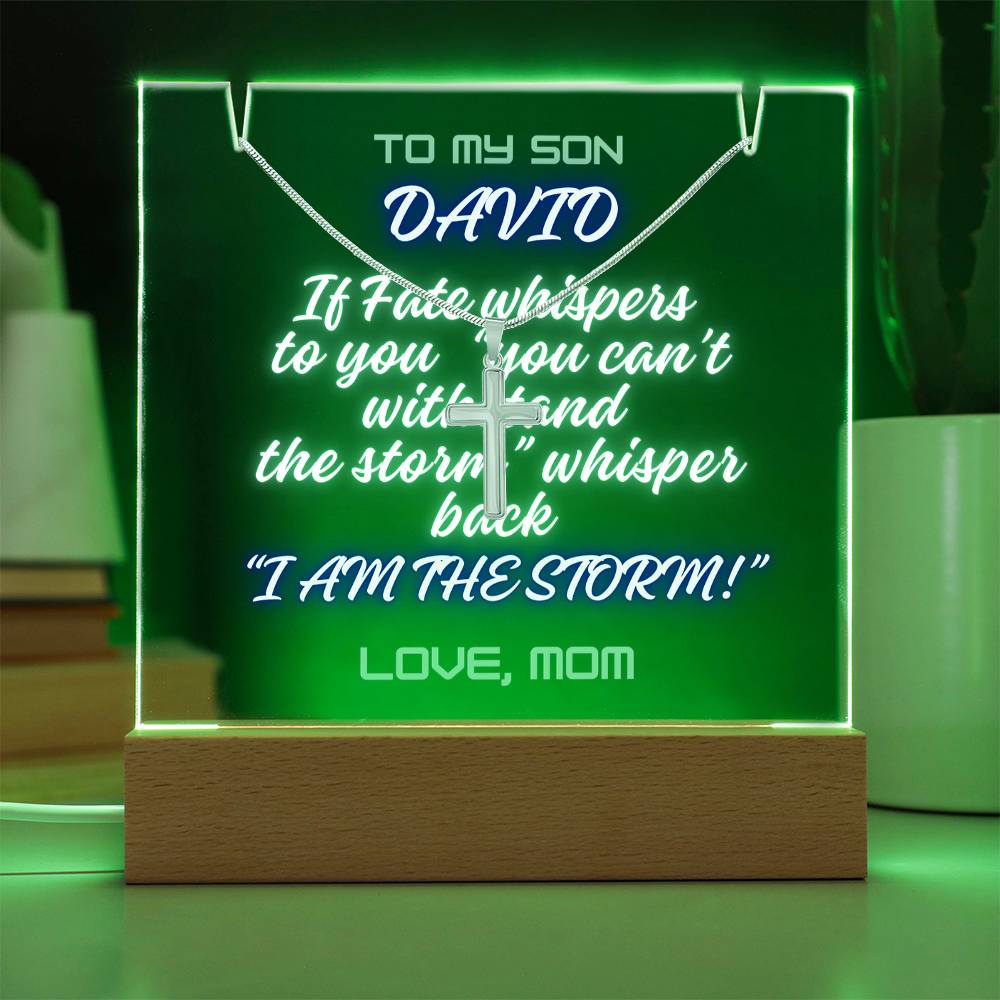 To My Son-I Am The Storm-An elegant 7 LED Light Acrylic Bundle,featuring a Square Acrylic and the beautiful Forever Love Necklace,Gift 228 - Essential Home Zone Essential Home Zone Jewelry To My Son-I Am The Storm-An elegant 7 LED Light Acrylic Bundle,featuring a Square Acrylic and the beautiful Forever Love Necklace,Gift 228