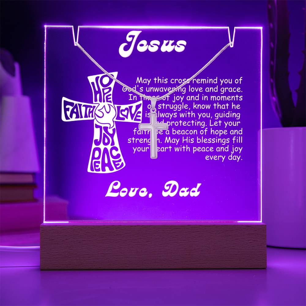 To My Son-Personalize this elegant 7 LED Light Acrylic Bundle,featuring a Square Acrylic and the beautiful Cross Necklace,gift for him 187 - Essential Home Zone Essential Home Zone Jewelry To My Son-Personalize this elegant 7 LED Light Acrylic Bundle,featuring a Square Acrylic and the beautiful Cross Necklace,gift for him 187