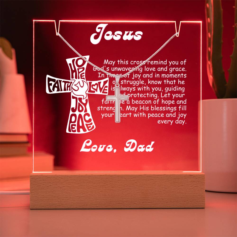 To My Son-Personalize this elegant 7 LED Light Acrylic Bundle,featuring a Square Acrylic and the beautiful Cross Necklace,gift for him 187 - Essential Home Zone Essential Home Zone Jewelry To My Son-Personalize this elegant 7 LED Light Acrylic Bundle,featuring a Square Acrylic and the beautiful Cross Necklace,gift for him 187