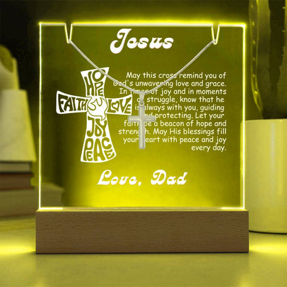 To My Son-Personalize this elegant 7 LED Light Acrylic Bundle,featuring a Square Acrylic and the beautiful Cross Necklace,gift for him 187 - Essential Home Zone Essential Home Zone Jewelry To My Son-Personalize this elegant 7 LED Light Acrylic Bundle,featuring a Square Acrylic and the beautiful Cross Necklace,gift for him 187