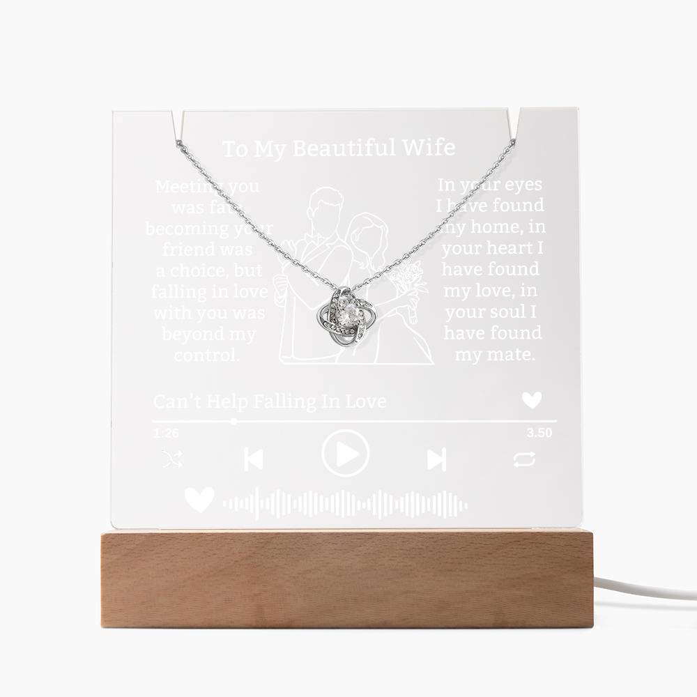 To My Wife-Meeting You Was Fate-Personalized this our elegant Keepsake Acrylic Bundle, featuring a stunning Square Acrylic and the beautiful Love Knot Necklace 321 - Essential Home Zone Essential Home Zone LED Corded Base / 14K White Gold Finish Jewelry To My Wife-Meeting You Was Fate-Personalized this our elegant Keepsake Acrylic Bundle, featuring a stunning Square Acrylic and the beautiful Love Knot Necklace 321