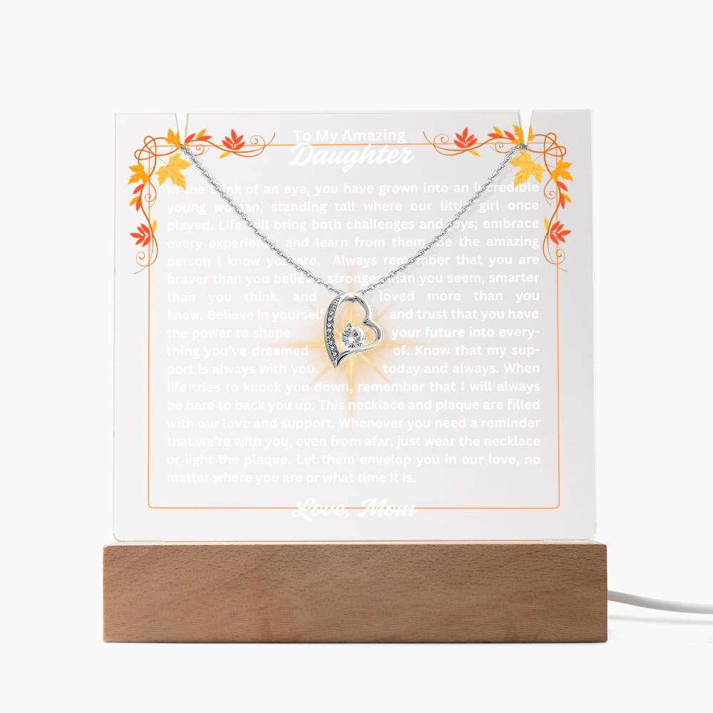 To My Daughter-In A Blink Of An Eye-Personalized this Keepsake 7 LED Light Acrylic Bundle,featuring a Square Acrylic and the beautiful Forever Love Necklace 307 - Essential Home Zone Essential Home Zone LED Corded Base / 14K White Gold Finish Jewelry To My Daughter-In A Blink Of An Eye-Personalized this Keepsake 7 LED Light Acrylic Bundle,featuring a Square Acrylic and the beautiful Forever Love Necklace 307