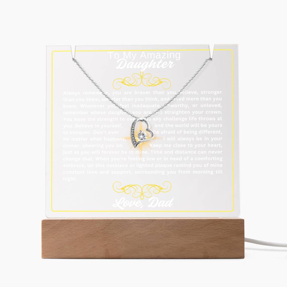 To My Daughter-Braver Than You Believe-Personalized this Keepsake 7 LED Light Acrylic Bundle,featuring a Square Acrylic and the beautiful Forever Love Necklace 45 - Essential Home Zone Essential Home Zone LED Corded Base / 14K White Gold Finish Jewelry To My Daughter-Braver Than You Believe-Personalized this Keepsake 7 LED Light Acrylic Bundle,featuring a Square Acrylic and the beautiful Forever Love Necklace 45