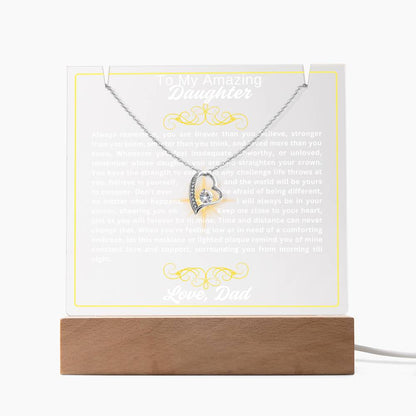 To My Daughter-Braver Than You Believe-Personalized this Keepsake 7 LED Light Acrylic Bundle,featuring a Square Acrylic and the beautiful Forever Love Necklace 45 - Essential Home Zone Essential Home Zone LED Corded Base / 14K White Gold Finish Jewelry To My Daughter-Braver Than You Believe-Personalized this Keepsake 7 LED Light Acrylic Bundle,featuring a Square Acrylic and the beautiful Forever Love Necklace 45