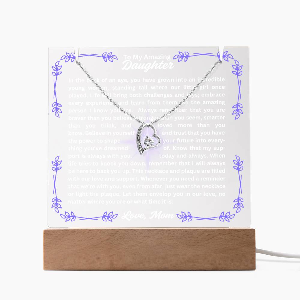 To My Daughter-In A Blink Of An Eye-Personalized this Keepsake 7 LED Light Acrylic Bundle,featuring a Square Acrylic and the beautiful Forever Love Necklace 305 - Essential Home Zone Essential Home Zone LED Corded Base / 14K White Gold Finish Jewelry To My Daughter-In A Blink Of An Eye-Personalized this Keepsake 7 LED Light Acrylic Bundle,featuring a Square Acrylic and the beautiful Forever Love Necklace 305