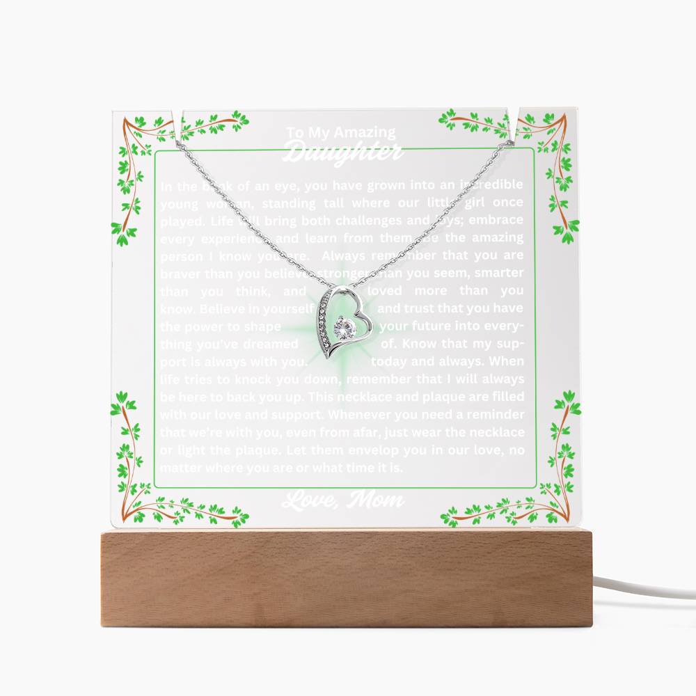 To My Daughter-In A Blink Of An Eye-Personalized this Keepsake 7 LED Light Acrylic Bundle,featuring a Square Acrylic and the beautiful Forever Love Necklace 311 - Essential Home Zone Essential Home Zone LED Corded Base / 14K White Gold Finish Jewelry To My Daughter-In A Blink Of An Eye-Personalized this Keepsake 7 LED Light Acrylic Bundle,featuring a Square Acrylic and the beautiful Forever Love Necklace 311