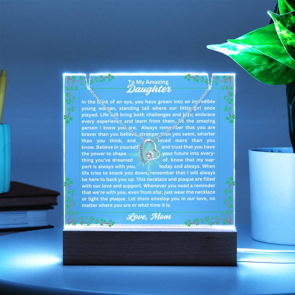 To My Daughter-In A Blink Of An Eye-Personalized this Keepsake 7 LED Light Acrylic Bundle,featuring a Square Acrylic and the beautiful Forever Love Necklace 311 - Essential Home Zone Essential Home Zone Jewelry To My Daughter-In A Blink Of An Eye-Personalized this Keepsake 7 LED Light Acrylic Bundle,featuring a Square Acrylic and the beautiful Forever Love Necklace 311