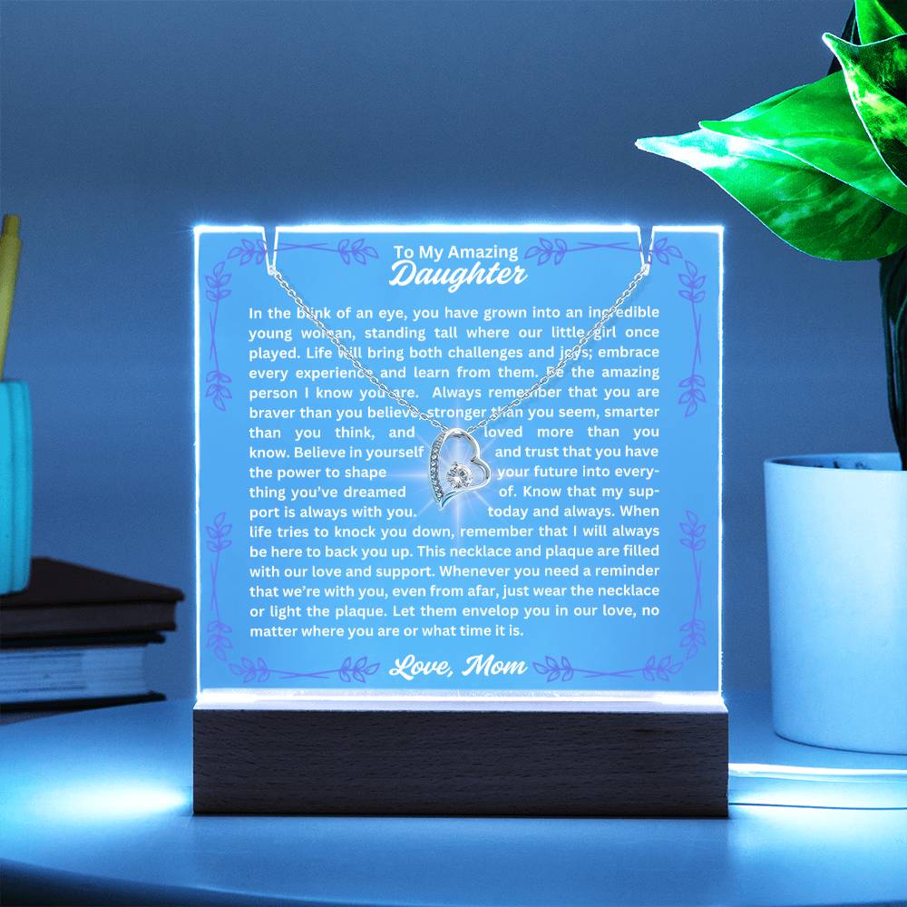 To My Daughter-In A Blink Of An Eye-Personalized this Keepsake 7 LED Light Acrylic Bundle,featuring a Square Acrylic and the beautiful Forever Love Necklace 305 - Essential Home Zone Essential Home Zone Jewelry To My Daughter-In A Blink Of An Eye-Personalized this Keepsake 7 LED Light Acrylic Bundle,featuring a Square Acrylic and the beautiful Forever Love Necklace 305