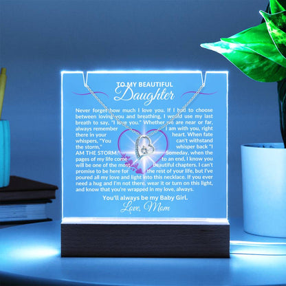 To My Daughter-My Last Breath-Personalized this Keepsake 7 LED Light Acrylic Bundle,featuring a Square Acrylic and the beautiful Forever Love Necklace 248 - Essential Home Zone Essential Home Zone Jewelry To My Daughter-My Last Breath-Personalized this Keepsake 7 LED Light Acrylic Bundle,featuring a Square Acrylic and the beautiful Forever Love Necklace 248