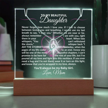 To My Daughter-My Last Breath-Personalized this Keepsake 7 LED Light Acrylic Bundle,featuring a Square Acrylic and the beautiful Forever Love Necklace 248 - Essential Home Zone Essential Home Zone Jewelry To My Daughter-My Last Breath-Personalized this Keepsake 7 LED Light Acrylic Bundle,featuring a Square Acrylic and the beautiful Forever Love Necklace 248