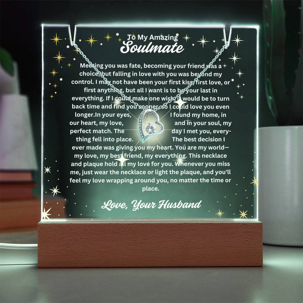 To My Soulmate-Your Last Everything-Personalized this Keepsake 7 LED Light Acrylic Bundle,featuring a Square Acrylic and the beautiful Forever Love Necklace 333 - Essential Home Zone Essential Home Zone Jewelry To My Soulmate-Your Last Everything-Personalized this Keepsake 7 LED Light Acrylic Bundle,featuring a Square Acrylic and the beautiful Forever Love Necklace 333