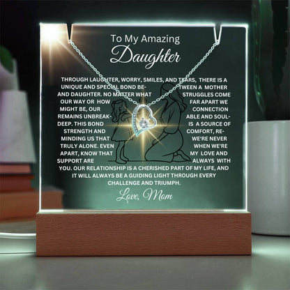 To My Daughter-Unique Bond with Mom-Personalized this Keepsake 7 LED Light Acrylic Bundle,featuring a Square Acrylic and the beautiful Forever Love Necklace 140 - Essential Home Zone Essential Home Zone Jewelry To My Daughter-Unique Bond with Mom-Personalized this Keepsake 7 LED Light Acrylic Bundle,featuring a Square Acrylic and the beautiful Forever Love Necklace 140