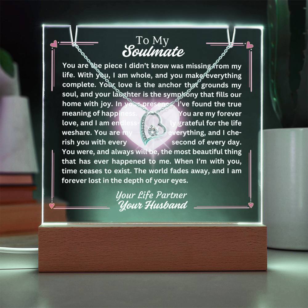 To My Soulmate-Missing Piece-Personalized this Keepsake 7 LED Light Acrylic Bundle,featuring a Square Acrylic and the beautiful Forever Love Necklace 18 - Essential Home Zone Essential Home Zone Jewelry To My Soulmate-Missing Piece-Personalized this Keepsake 7 LED Light Acrylic Bundle,featuring a Square Acrylic and the beautiful Forever Love Necklace 18