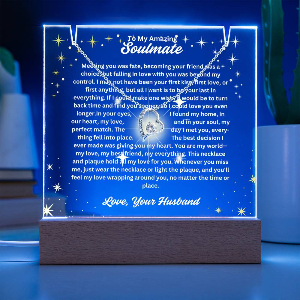 To My Soulmate-Your Last Everything-Personalized this Keepsake 7 LED Light Acrylic Bundle,featuring a Square Acrylic and the beautiful Forever Love Necklace 333 - Essential Home Zone Essential Home Zone Jewelry To My Soulmate-Your Last Everything-Personalized this Keepsake 7 LED Light Acrylic Bundle,featuring a Square Acrylic and the beautiful Forever Love Necklace 333