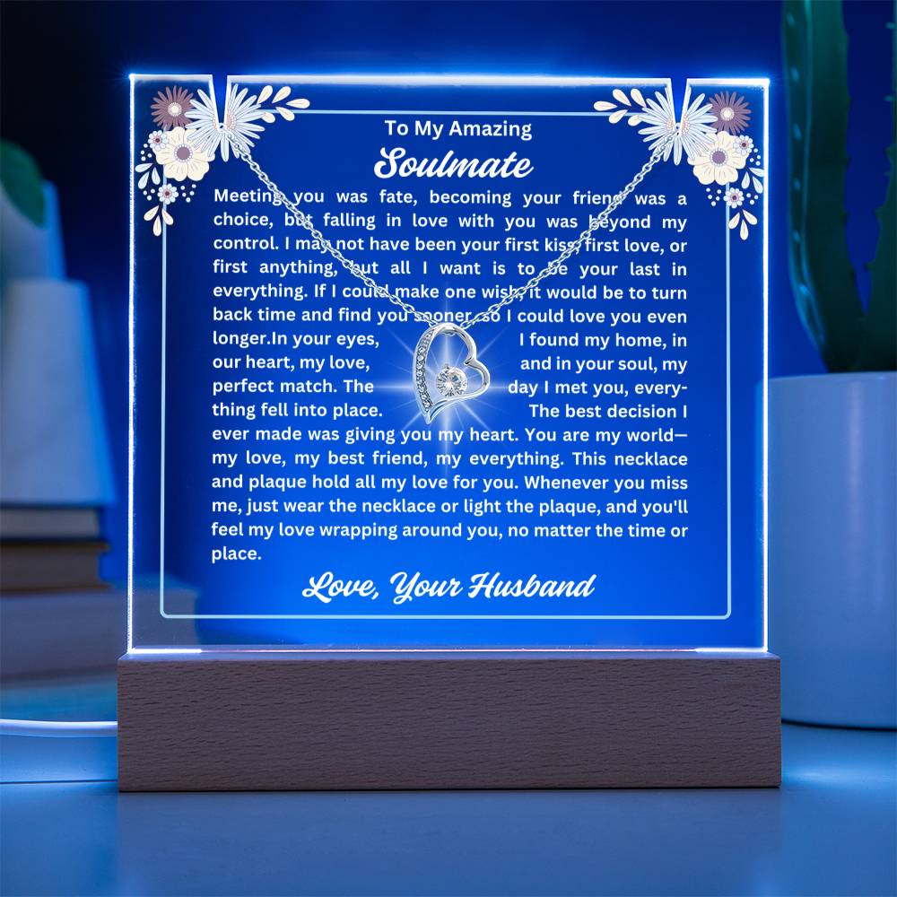 To My Soulmate-Meeting You Was Fate-Personalized this Keepsake 7 LED Light Acrylic Bundle,featuring a Square Acrylic and the beautiful Forever Love Necklace 326 - Essential Home Zone Essential Home Zone Jewelry To My Soulmate-Meeting You Was Fate-Personalized this Keepsake 7 LED Light Acrylic Bundle,featuring a Square Acrylic and the beautiful Forever Love Necklace 326