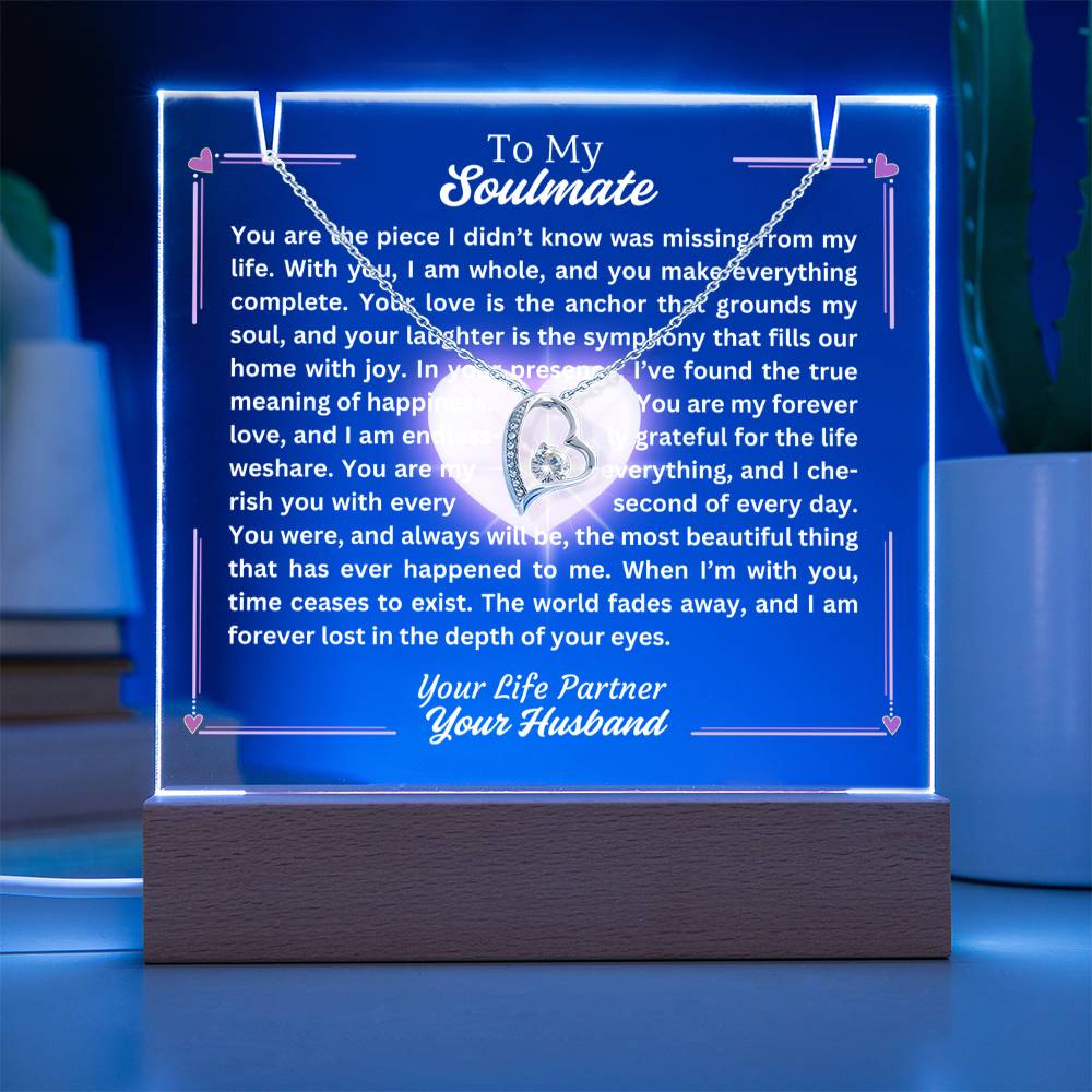 To My Soulmate-Missing Piece-Personalized this Keepsake 7 LED Light Acrylic Bundle,featuring a Square Acrylic and the beautiful Forever Love Necklace 18 - Essential Home Zone Essential Home Zone Jewelry To My Soulmate-Missing Piece-Personalized this Keepsake 7 LED Light Acrylic Bundle,featuring a Square Acrylic and the beautiful Forever Love Necklace 18