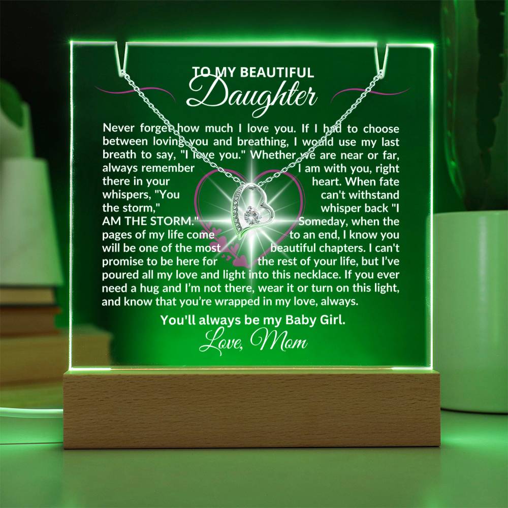 To My Daughter-My Last Breath-Personalized this Keepsake 7 LED Light Acrylic Bundle,featuring a Square Acrylic and the beautiful Forever Love Necklace 248 - Essential Home Zone Essential Home Zone Jewelry To My Daughter-My Last Breath-Personalized this Keepsake 7 LED Light Acrylic Bundle,featuring a Square Acrylic and the beautiful Forever Love Necklace 248