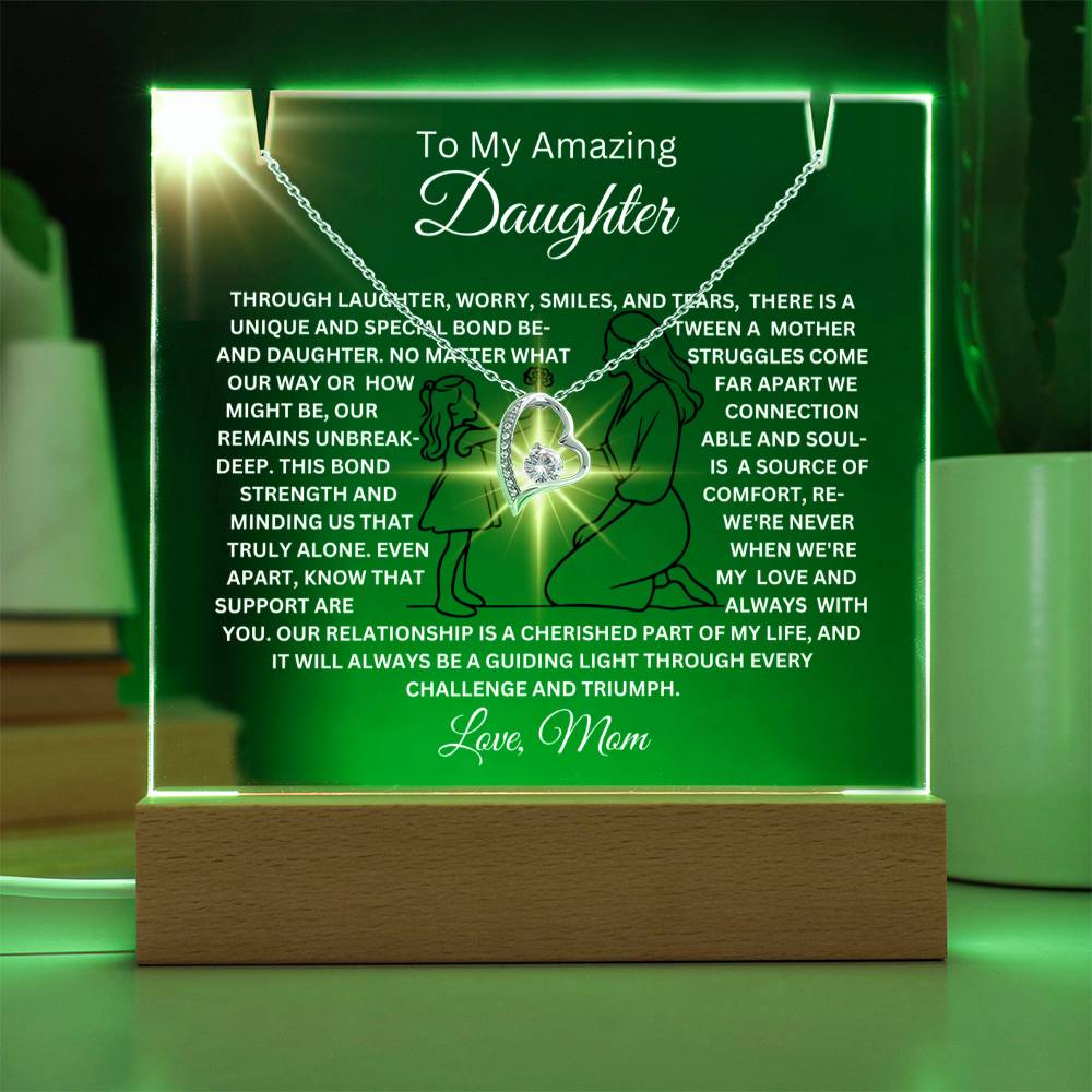 To My Daughter-Unique Bond with Mom-Personalized this Keepsake 7 LED Light Acrylic Bundle,featuring a Square Acrylic and the beautiful Forever Love Necklace 140 - Essential Home Zone Essential Home Zone Jewelry To My Daughter-Unique Bond with Mom-Personalized this Keepsake 7 LED Light Acrylic Bundle,featuring a Square Acrylic and the beautiful Forever Love Necklace 140