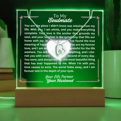 To My Soulmate-Missing Piece-Personalized this Keepsake 7 LED Light Acrylic Bundle,featuring a Square Acrylic and the beautiful Forever Love Necklace 18 - Essential Home Zone Essential Home Zone Jewelry To My Soulmate-Missing Piece-Personalized this Keepsake 7 LED Light Acrylic Bundle,featuring a Square Acrylic and the beautiful Forever Love Necklace 18