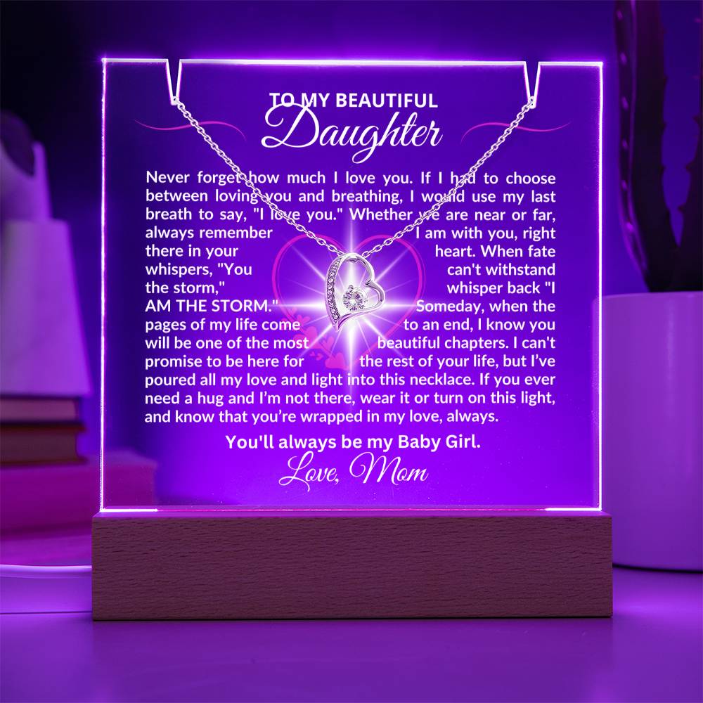 To My Daughter-My Last Breath-Personalized this Keepsake 7 LED Light Acrylic Bundle,featuring a Square Acrylic and the beautiful Forever Love Necklace 248 - Essential Home Zone Essential Home Zone Jewelry To My Daughter-My Last Breath-Personalized this Keepsake 7 LED Light Acrylic Bundle,featuring a Square Acrylic and the beautiful Forever Love Necklace 248