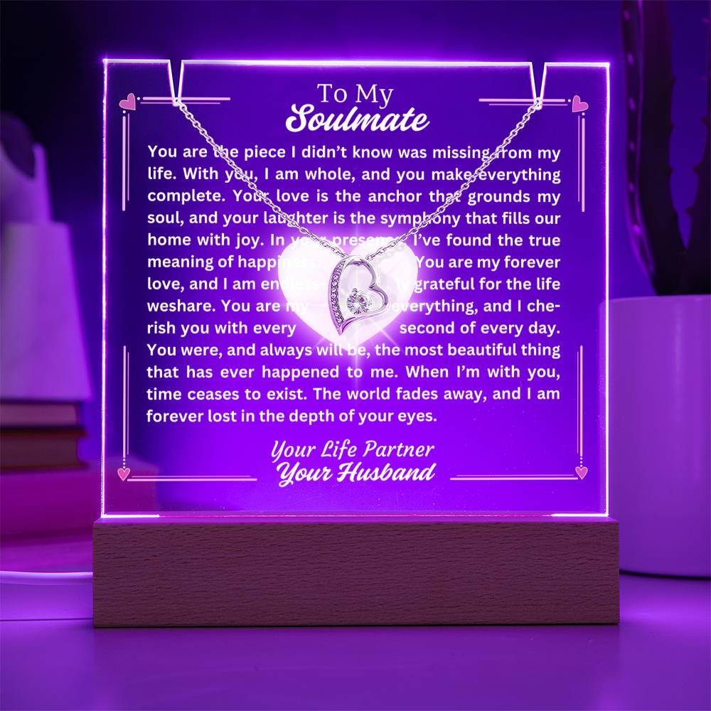 To My Soulmate-Missing Piece-Personalized this Keepsake 7 LED Light Acrylic Bundle,featuring a Square Acrylic and the beautiful Forever Love Necklace 18 - Essential Home Zone Essential Home Zone Jewelry To My Soulmate-Missing Piece-Personalized this Keepsake 7 LED Light Acrylic Bundle,featuring a Square Acrylic and the beautiful Forever Love Necklace 18