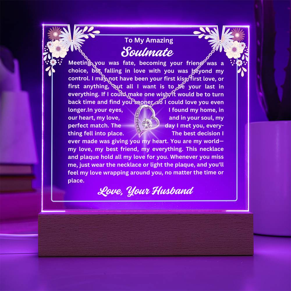 To My Soulmate-Meeting You Was Fate-Personalized this Keepsake 7 LED Light Acrylic Bundle,featuring a Square Acrylic and the beautiful Forever Love Necklace 326 - Essential Home Zone Essential Home Zone Jewelry To My Soulmate-Meeting You Was Fate-Personalized this Keepsake 7 LED Light Acrylic Bundle,featuring a Square Acrylic and the beautiful Forever Love Necklace 326