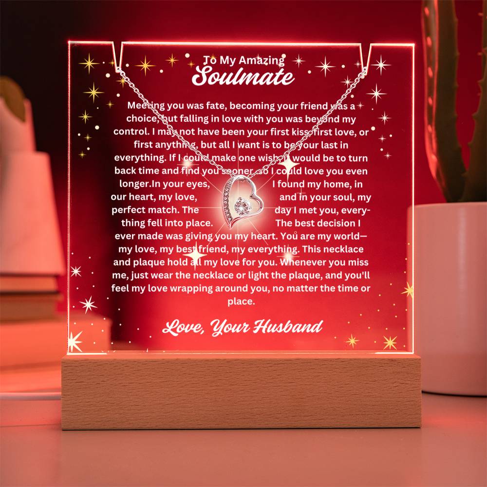 To My Soulmate-Your Last Everything-Personalized this Keepsake 7 LED Light Acrylic Bundle,featuring a Square Acrylic and the beautiful Forever Love Necklace 333 - Essential Home Zone Essential Home Zone Jewelry To My Soulmate-Your Last Everything-Personalized this Keepsake 7 LED Light Acrylic Bundle,featuring a Square Acrylic and the beautiful Forever Love Necklace 333