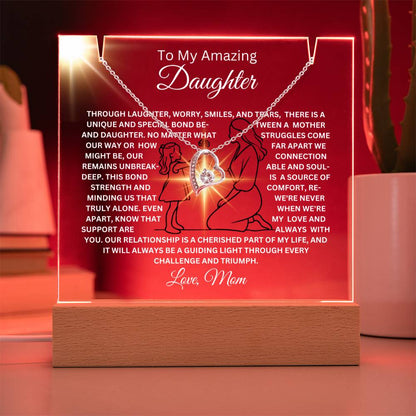 To My Daughter-Unique Bond with Mom-Personalized this Keepsake 7 LED Light Acrylic Bundle,featuring a Square Acrylic and the beautiful Forever Love Necklace 140 - Essential Home Zone Essential Home Zone Jewelry To My Daughter-Unique Bond with Mom-Personalized this Keepsake 7 LED Light Acrylic Bundle,featuring a Square Acrylic and the beautiful Forever Love Necklace 140