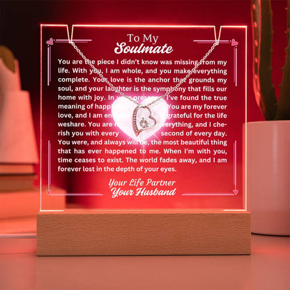 To My Soulmate-Missing Piece-Personalized this Keepsake 7 LED Light Acrylic Bundle,featuring a Square Acrylic and the beautiful Forever Love Necklace 18 - Essential Home Zone Essential Home Zone Jewelry To My Soulmate-Missing Piece-Personalized this Keepsake 7 LED Light Acrylic Bundle,featuring a Square Acrylic and the beautiful Forever Love Necklace 18